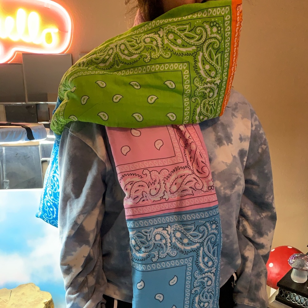 Bandana Multi colored puffy scarf custom